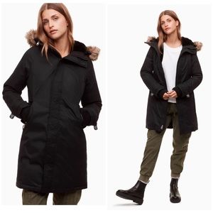 Aritzia TNA Black Avoriaz Parka with Faux Fur Hood